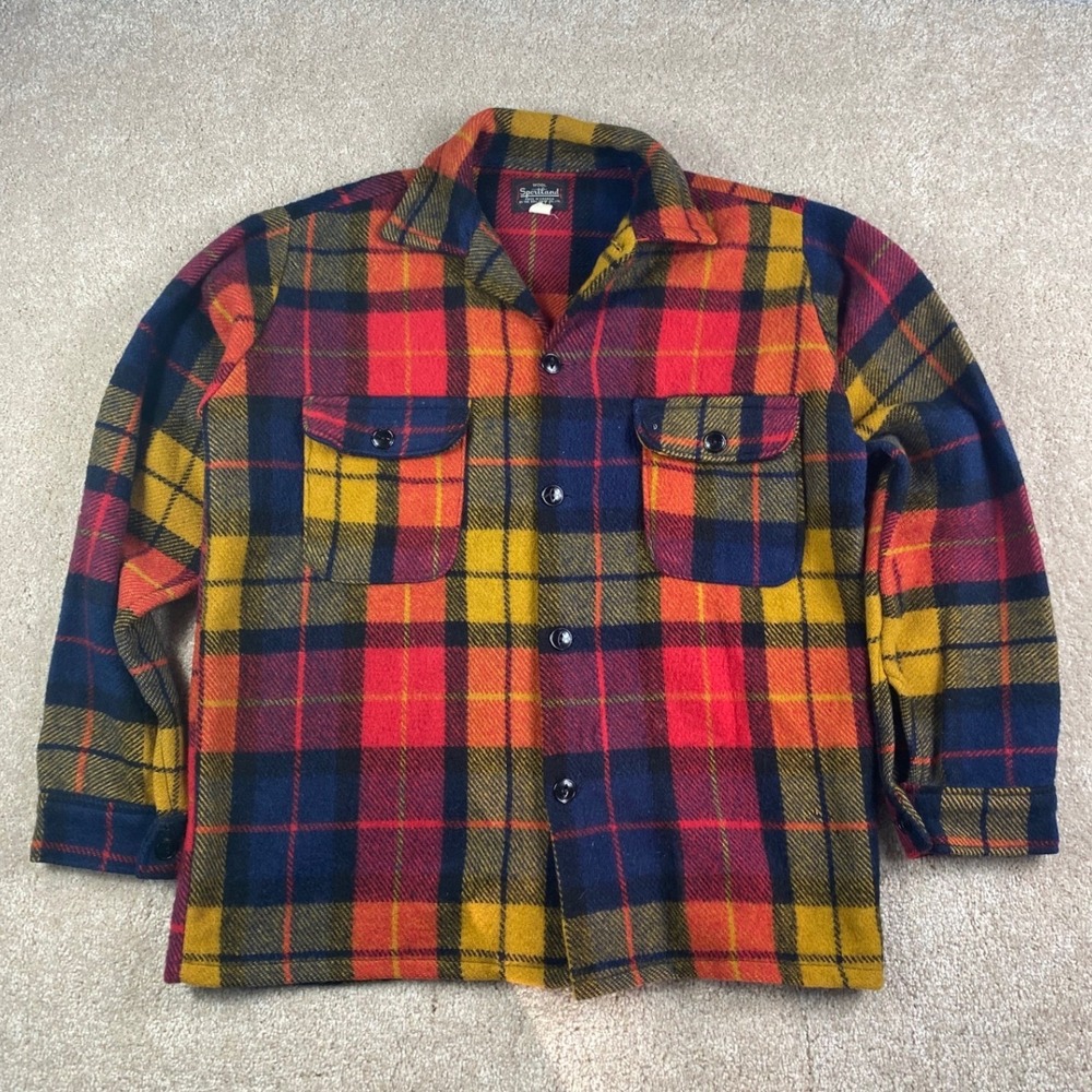 Vintage The Bell Shirt Co Sportland Wool Plaid Flannel Shirt Jacket Mens Medium